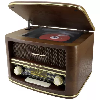 Soundmaster NR961 Rádio de mesa DAB+, FM, AUX, USB, CD, Bluetooth, comando, castanho