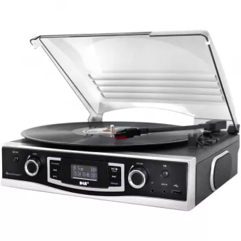 Soundmaster PL590SW Aparelhagem estéreo gira-discos com DAB+, FM, AUX, USB, função de gravação, preto