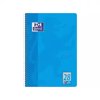 Bloco de apontamentos Oxford College Touch A4+ quadriculado azul-mar 80 folhas 160 páginas encadernação em espiral microperfurado 4 furos 90 g/m² papel Optik certificado FSC