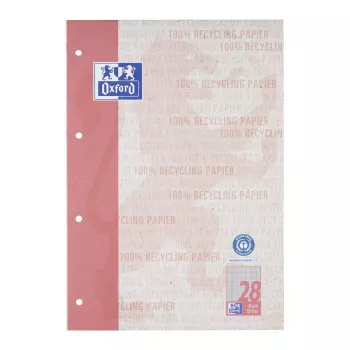 Bloco escolar Oxford reciclado DIN A4 50 folhas pauta 28 quadriculado com margem colado no topo - A4