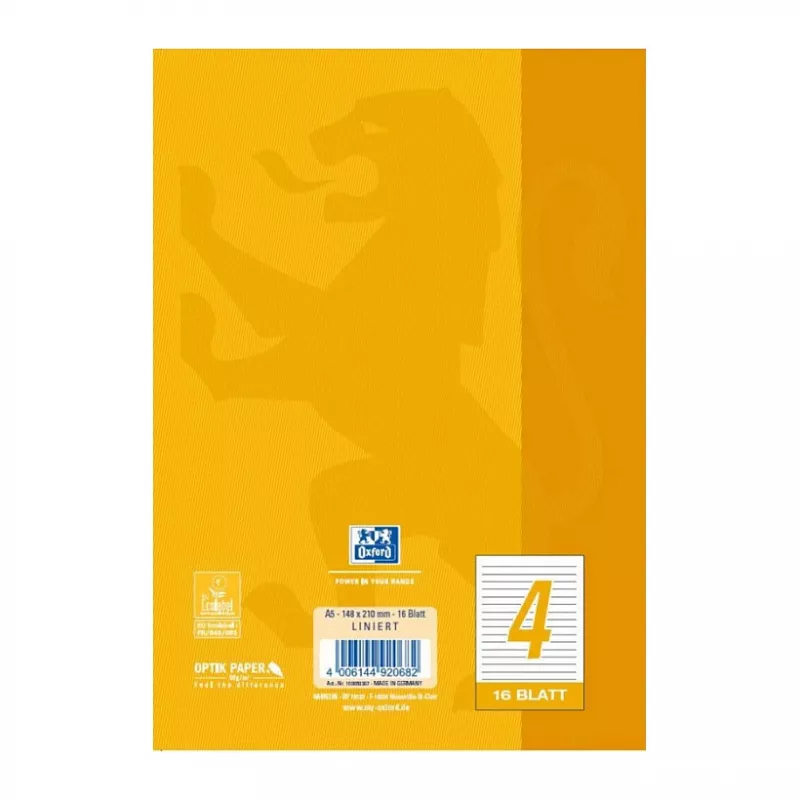 Oxford 100050367 caderno A5 90 g/m2 amarelo