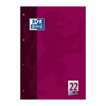 Bloco de escrita Oxford DIN A4 pautado Lineatur 22, 80 folhas, 90 g/m², branco