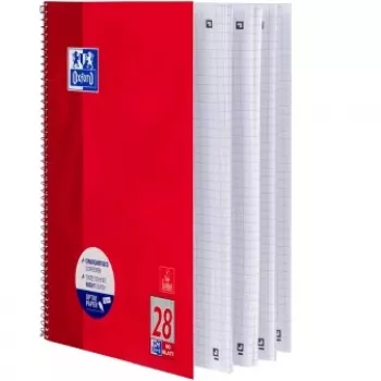 Caderno Oxford School A4+ College, encadernação em espiral, quadriculado, 80 folhas, 160 páginas, 90 g/m² papel Optik, microperfurado, 4 furos