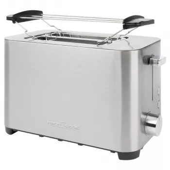 Torradeira de 2 fatias PROFI COOK PC-TA 1251, caixa em aço inoxidável, ranhuras extra largas
