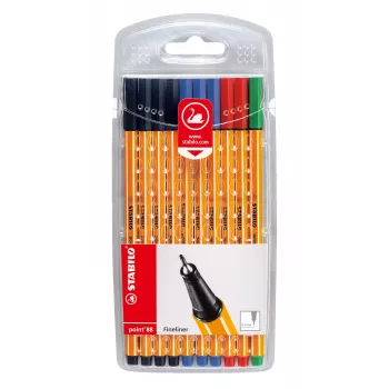 STABILO point 88 fineliner caneta 0,4 mm - cores sortidas (preto, azul, verde, vermelho) - blister