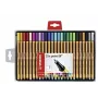 STABILO point 88 conjunto de fineliners - 30 cores mistas - 0,4 mm - ponta de feltro revestida a metal - tinta à base de água - corpo hexagonal - tampa ventilada - estojo de cartão