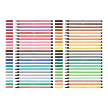 Conjunto de marcadores STABILO Pen 68, 20 cores sortidas, caixa de plástico, Zebrui turquesa, espessura de traço 1 mm