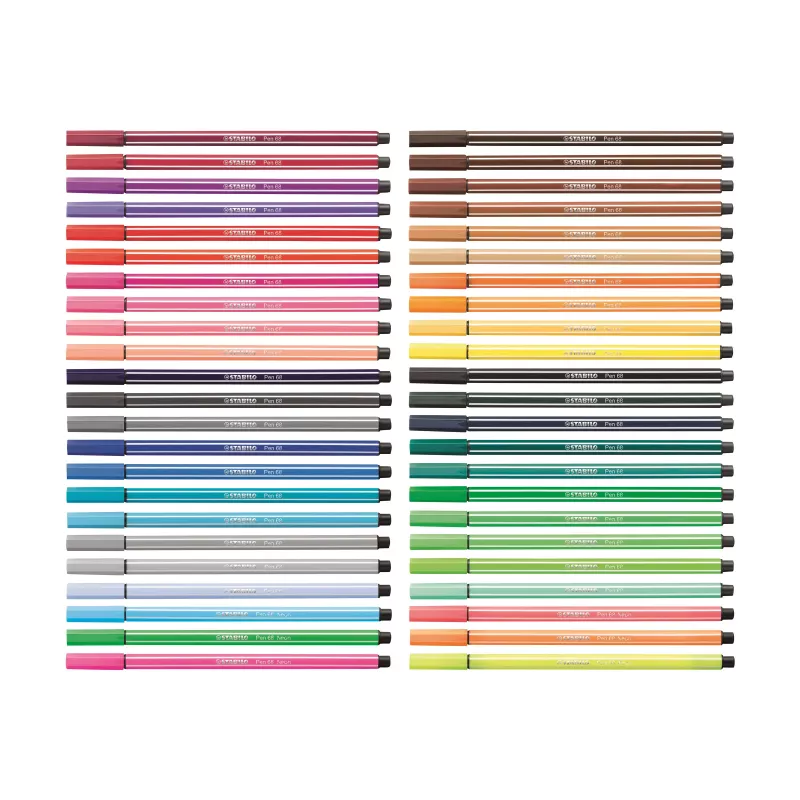Conjunto de marcadores STABILO Pen 68, 20 cores sortidas, caixa de plástico, Zebrui turquesa, espessura de traço 1 mm