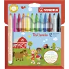 Conjunto de canetas fineliner STABILO 380/12 - 12 cores diferentes (preto, azul, castanho, verde, ciano claro, verde claro, laranja, pêssego, rosa, vermelho, branco, amarelo) - ponta 0,4 mm - tinta à base de água - estojo de plástico
