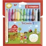 Conjunto de canetas fineliner STABILO 380/12 - 12 cores diferentes (preto, azul, castanho, verde, ciano claro, verde claro, laranja, pêssego, rosa, vermelho, branco, amarelo) - ponta 0,4 mm - tinta à base de água - estojo de plástico