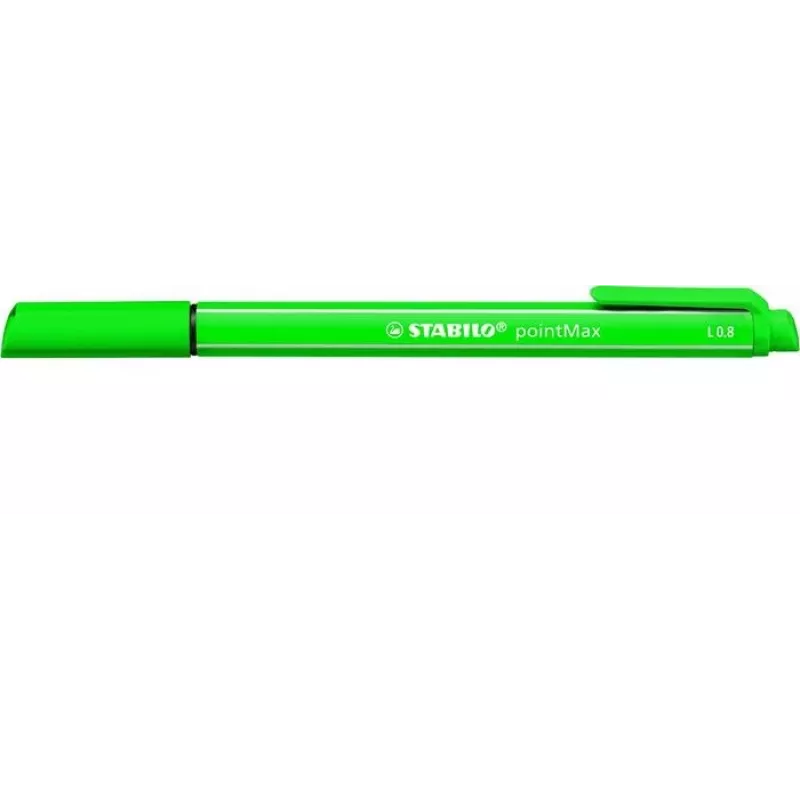Caneta fineliner STABILO pointMax verde 0,8 mm ponta de fibra de nylon tinta à base de água
