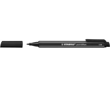Caneta de feltro STABILO pointMax - preto - média - 0,8 mm - redonda - tinta à base de água - ponta de nylon