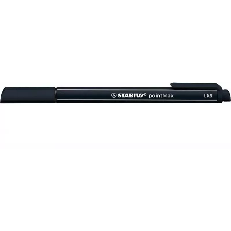 Caneta de feltro STABILO pointMax - preto - média - 0,8 mm - redonda - tinta à base de água - ponta de nylon