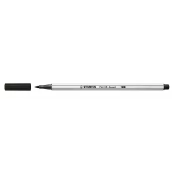 Caneta pincel STABILO Pen 68 Brush - média - preto - ponta de pincel - tinta à base de água - Alemanha - adultos e crianças