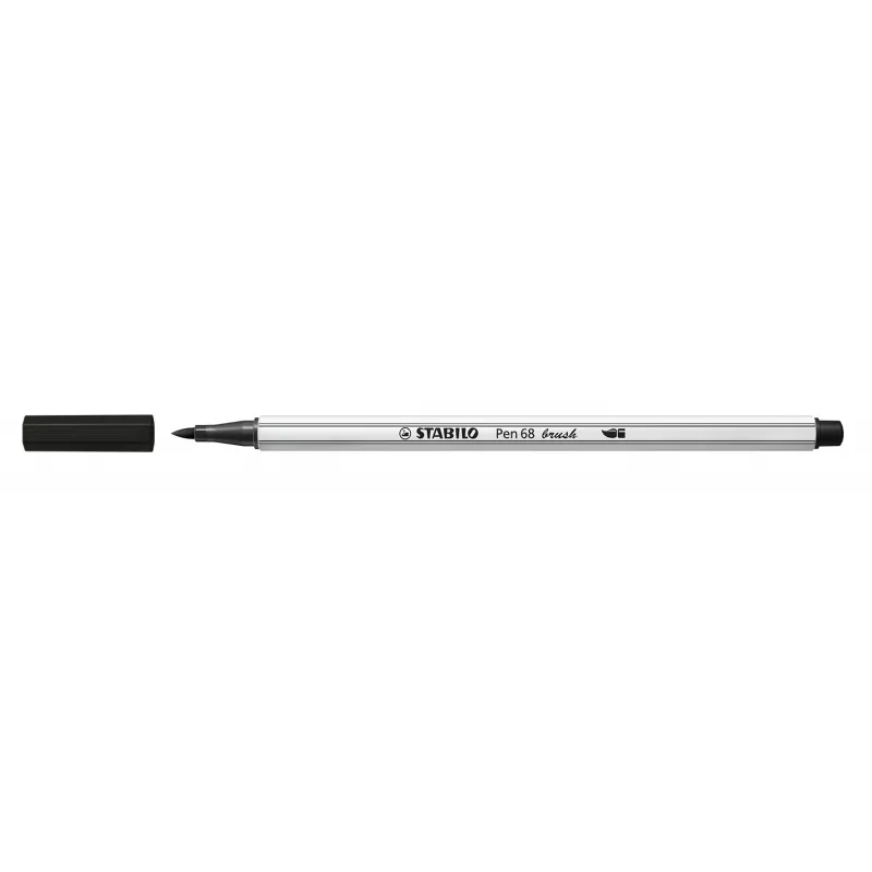 Caneta pincel STABILO Pen 68 Brush - média - preto - ponta de pincel - tinta à base de água - Alemanha - adultos e crianças