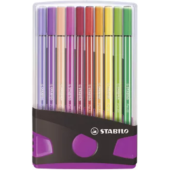 Marcador de fibra STABILO Pen 68 - cores sortidas - pack de 20