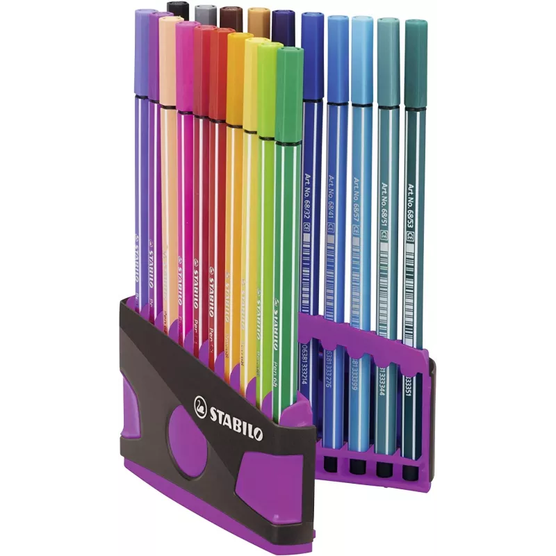 Marcador de fibra STABILO Pen 68 - cores sortidas - pack de 20