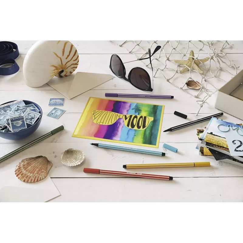 Marcador de fibra STABILO Pen 68 - cores sortidas - pack de 20