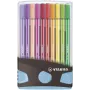 Conjunto de canetas de feltro STABILO Pen 68 - média - 20 cores - sortidas - 1 mm - 24 h sem tampa - tinta à base de água
