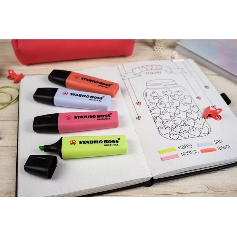 Marcador de texto STABILO Boss Original Pastel - vermelho coral - 1 unid. - ponta biselada - 2 mm / 5 mm