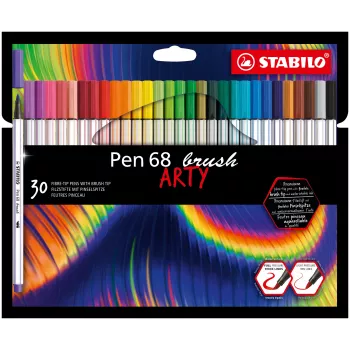 STABILO Pen 68 brush ARTY Edition conjunto de canetas pincel - 30 cores sortidas em estojo de cartão