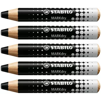 STABILO MARKdry marcador de quadro branco preto pack de 5
