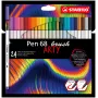 STABILO Pen 68 Brush ARTY Edition estojo de cartão de 24 - marcadores de feltro com pontas de pincel flexíveis para lettering, bullet journaling e ilustração