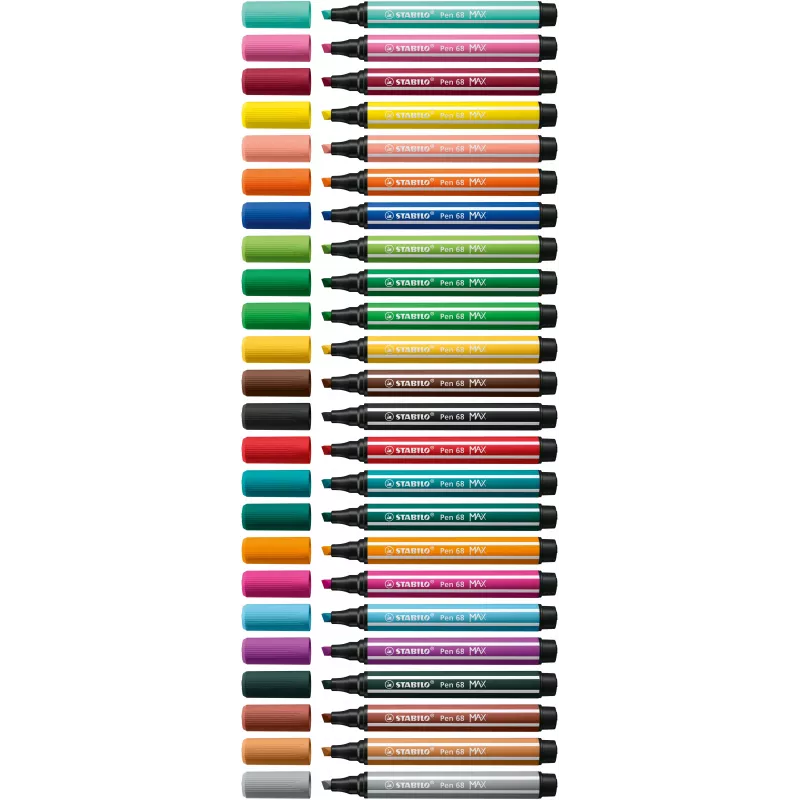 STABILO Pen 68 MAX pack de 4 ARTY marcador de feltro com ponta chanfrada