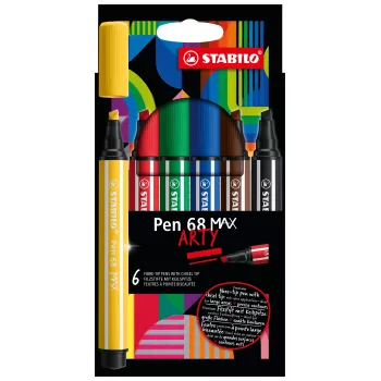STABILO Pen 68 MAX pack de 6 Arty Edition marcadores de feltro com ponta chanfrada