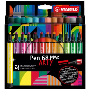 STABILO Pen 68 MAX estojo de 24 ARTY marcador de feltro com ponta chanfrada