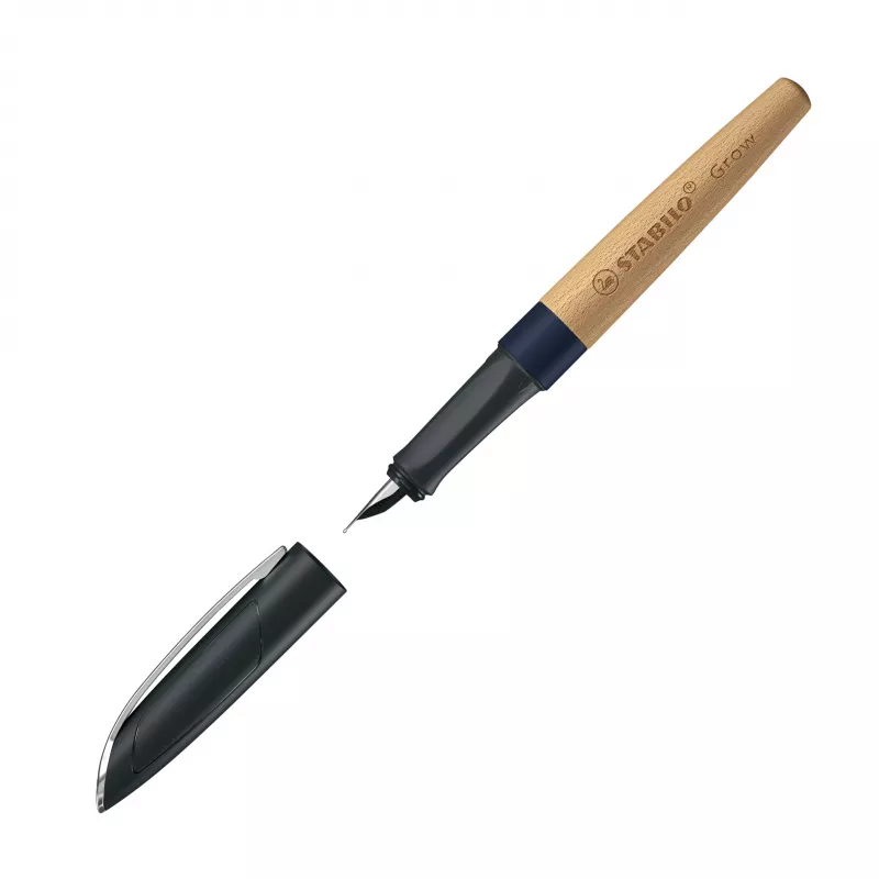 STABILO caneta de tinta permanente Grow com neutralidade climática - Blueberry Blue / Beech