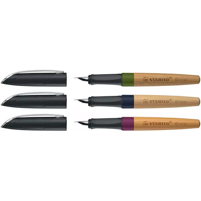 STABILO caneta de tinta permanente Grow com neutralidade climática - Blueberry Blue / Beech