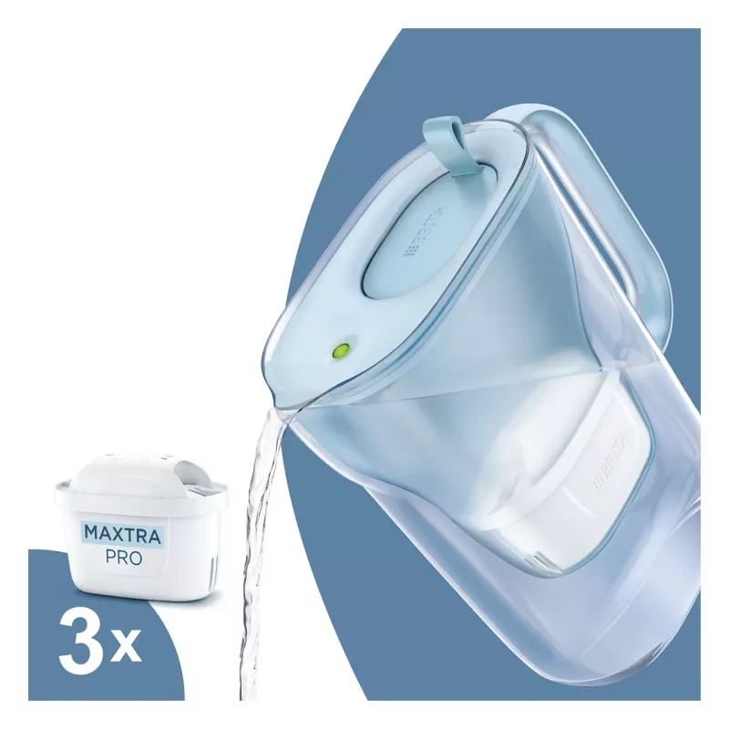 BRITA Style Eco jarro filtrante de água, Glacier Blue, incl. 3 cartuchos MAXTRA PRO All-in-1