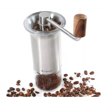 Moinho de café Zassenhaus BARISTA aço inoxidável / vidro moinho manual com mós de cerâmica