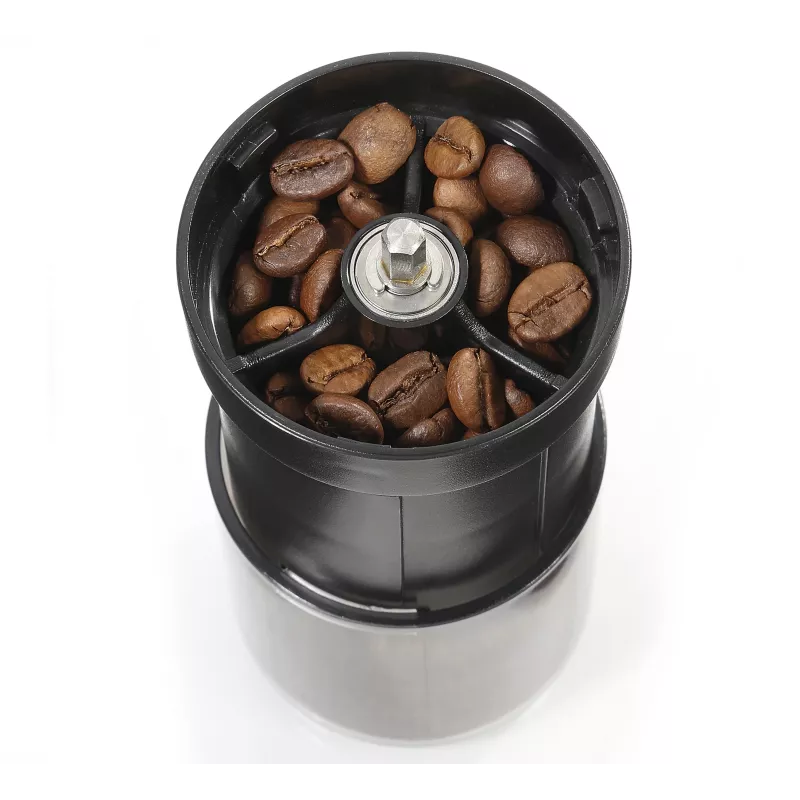 Moinho de café USB Zassenhaus Mini Master, mós cónicas de cerâmica, recarregável, preto/prateado
