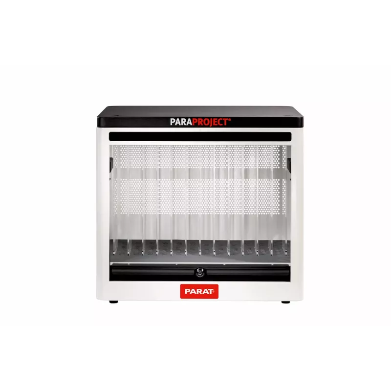 PARAT PARAPROJECT Cube C12 caixa de armazenamento de dispositivos - com fecho - para 12 tablets/portáteis - aço, plástico ABS - cinzento - tamanho do ecrã até 12 polegadas (30,5 cm)