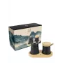 Peugeot Bali conjunto de moinhos de sal e pimenta em ferro fundido com tabuleiro de madeira, 8 cm, preto