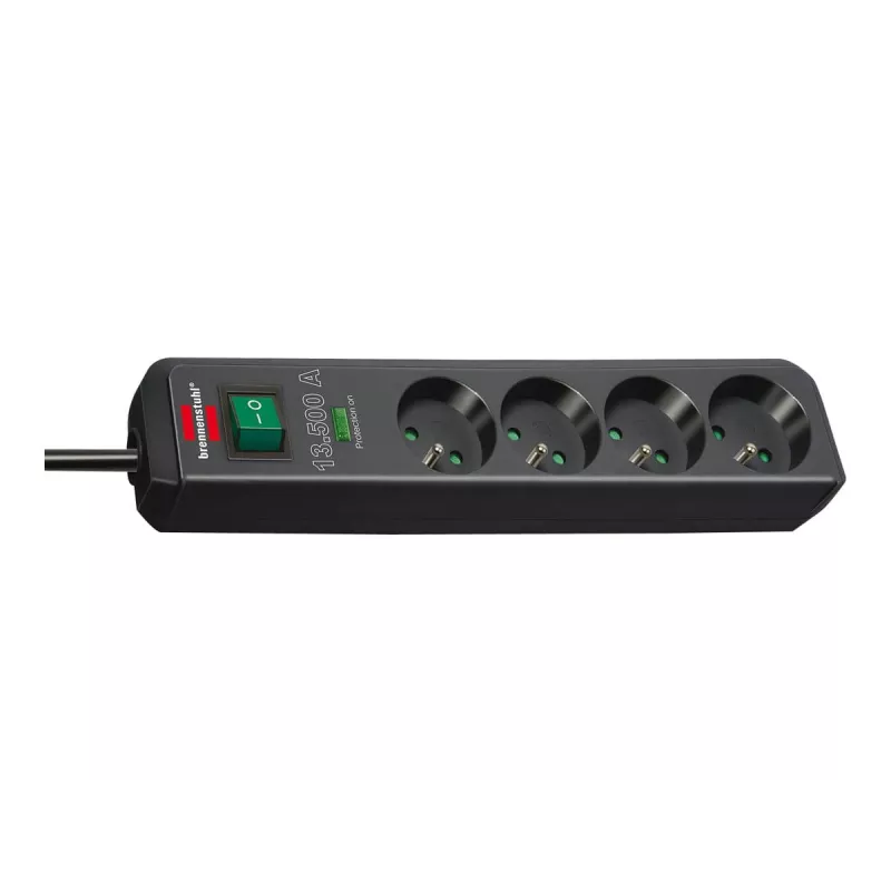 Régua de tomadas Brennenstuhl Eco-Line 4 tomadas com proteção contra sobretensão 1,5 m preto 13,5kA