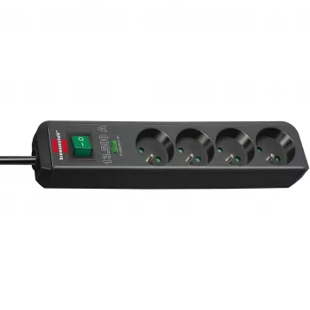 Régua de tomadas Brennenstuhl Eco-Line 4 tomadas com proteção contra sobretensão 1,5 m preto 13,5kA