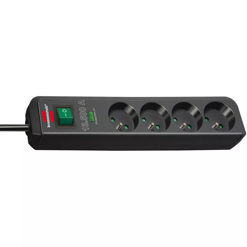 Régua de tomadas Brennenstuhl Eco-Line 4 tomadas com proteção contra sobretensão 1,5 m preto 13,5kA