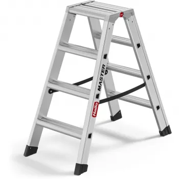 Hailo Master D100 2 x 4 degraus escadote - escadote de alumínio de dois lados, capacidade de carga 150 kg, EN 131