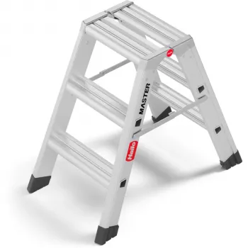 Hailo Master D80 2 x 3 degraus escadote dobrável de dois lados, alumínio, capacidade de carga 150 kg, EN 131