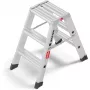 Hailo Master D80 2 x 3 degraus escadote dobrável de dois lados, alumínio, capacidade de carga 150 kg, EN 131