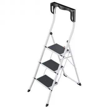 Hailo K75 ComfortLine degrau de segurança de 3 degraus, prateado/preto, capacidade de carga 150 kg