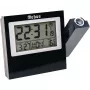 MEBUS 42424 Despertador com projeção e controlo radiocontrolado DCF77, projeção LED vermelha, ecrã LCD, alarme duplo, temperatura interior, retroiluminação azul, preto