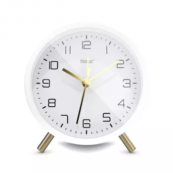 MEBUS 56973 Despertador de quartzo branco analógico movimento silencioso
