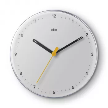 Braun BC26W Relógio de parede de quartzo analógico movimento silencioso 23 cm branco