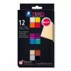 STAEDTLER FIMO 8043 C Conjunto de massa de modelar - 12 cores - Preto, Azul, Champanhe, Verde, Cinzento, Magenta, Laranja, Vermelho, Terracota, Violeta, Branco, Amarelo - 12 blocos de 25 g - Argila polimérica de endurecimento no forno - Macia - 110°C - 30 min.