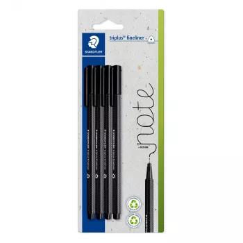 STAEDTLER Triplus Fineliner 0,3 mm Preto pack de 4