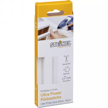 STEINEL 1x16 barras de cola quente Ultra Power 7mm, 16 unid., transparentes, alta resistência, universais